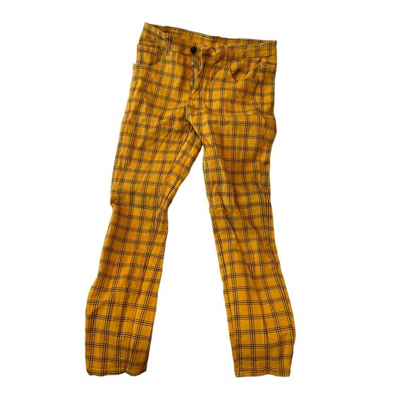 Yellow Checkered Straight Fit Streetwear Jeans Mens 32x30 - Picture 1 of 3